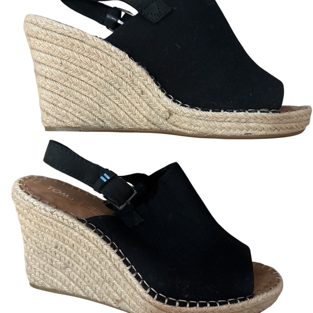 3/$20 TOMS Black Wedge Sandals Women’s  Business Casual Summer Spring Espadrille